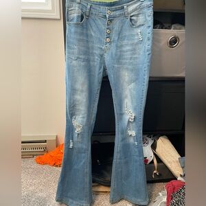 Ripped Boot Cut Jeans